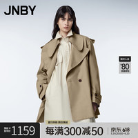 JNBY/江南布衣秋季风衣女纯棉斜纹布宽松挺括系带酷感外套5N9911560 253/茶卡其 S