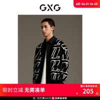 GXG男装  黑色微廓满印提花毛衣针织开衫外套GEX13014053 黑色 180/XL