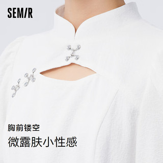 森马（Semir）【风格裙装合辑】连衣裙女夏季方领修身收腰裙子碎花短裙新中式 A款气质国风-漂白10007 175/96A/XXL