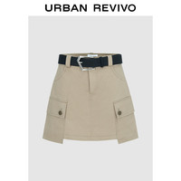UR秋季女装复古设计感休闲随性立体工装袋半裙UWV530008 卡其 M