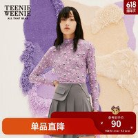 Teenie Weenie小熊春夏透感薄纱皮肤衣打底衣贴身T恤长袖上衣内搭 紫色 175/XL