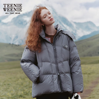 Teenie Weenie小熊秋冬中长款连帽轻薄羽绒服保暖外套女 灰色 170/L