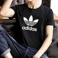 adidas ORIGINALS 男装运动棉质舒适透气休闲圆领短袖T恤
