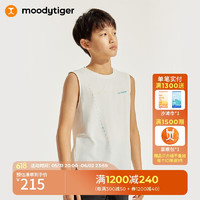 moodytiger 男童速干背心T恤夏季学生针织圆领透气宽松运动上衣
