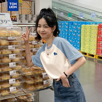 唐狮 TONLION2024新款女圆领插肩袖短袖T恤WP 雾霾粉 M