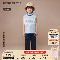 Teenie Weenie Kids小熊童装24夏季男童纯棉度假风印花无袖T恤 浅蓝色 120cm