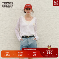 Teenie Weenie小熊2024别致镂空针织开衫无袖背心两件套白色女 象牙白 155/XS