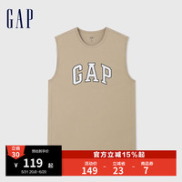 Gap男女装2024夏季字母印花logo无袖背心宽松叠穿上衣465657 卡其色 170/92A (M)亚洲尺码