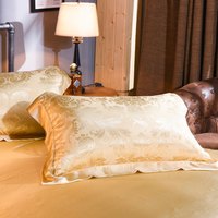 绿中缘 双面真丝四件套欧式提花100桑蚕丝被套床单 婚庆床品套件