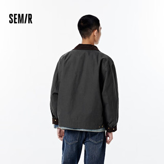 森马（Semir）外套男2024秋季复古经典底特律男士夹克时尚拼接上衣宽松 深灰20903 180/96A/XL