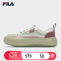 FILA 斐乐杨幂同款女鞋摩登帆布鞋2024夏季水母鞋休闲鞋子 桃色粉/新薄荷绿-CS 39