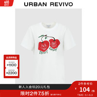 UR【水果系列】2024夏季女装水果撞色印花T恤UWU440112 本白 S