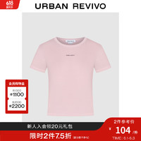 UR2024夏季女装简约百搭撞色字母印花短袖T恤UWV440219 粉紫 XL
