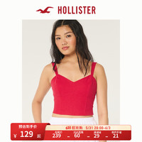 HOLLISTER 24夏季辣妹露背修身亚麻混纺吊带上衣女 KI340-4026 红色 L(165/100A)