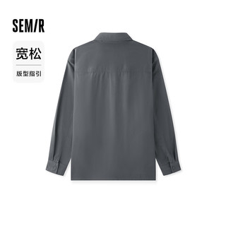 森马（Semir）长袖衬衫男2024秋季潮流复古风宽松工装时尚字母印花上衣 深灰20902 160/80A/XS