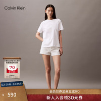 Calvin Klein Jeans【简白夏日系列】24春夏女士ck纯棉印花打底短袖T恤40WK948 YAA-月光白 S