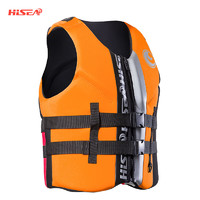 HiSEA 个性化高等级专业救生衣大浮力船用漂流学泳背心 橙色 S
