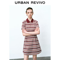 URBAN REVIVO 女士复古风格纹学院风短袖连衣裙 UWU740074