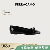 菲拉格慕（Ferragamo）女士黑色蝴蝶结芭蕾舞平底鞋 0768939_1D _ 70/37.5 