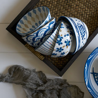 景德镇陶瓷日式创意泡面碗碗筷套装7.5英寸汤碗沙拉碗家用8寸面碗