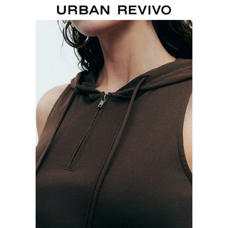 URBAN REVIVO 女士美式复古连帽抽绳拉链修身连衣裙 UWV740060