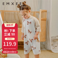 嫚熙（EMXEE）婴儿分腿睡袋儿童宝宝春夏季 一体式睡衣 小熊 90码【身高78-90cm】
