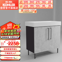 KOHLER 科勒 玲纳中灰色浴室柜组含面盆支脚K-28804T-GC1(1000mm)双开门