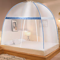 YANYANGTIAN 艷陽天 免安裝蒙古包防蚊折疊蚊帳 藍色-純紗 1.8*2.0米床