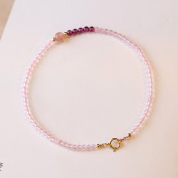 tmowo极细天然2mm草莓晶白粉水晶手链女14k转运珠