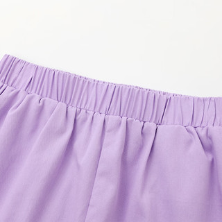 笛莎童装女童短袖短裤两件套2024夏季中大童撞色甜酷休闲套装 紫色 165