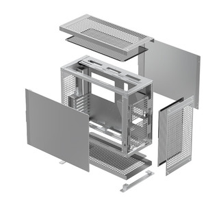 abee PIXEL TWO全铝机箱 银色 铝侧板 升级EEB主板/双360冷排/垂直布局/像素拼图/4090/CNC精雕工艺