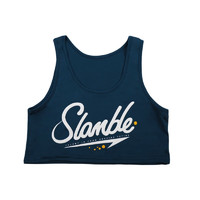SLAMBLE 夏季新款女士运动背心吊带短款内搭 跑步瑜伽训练外穿上衣 藏青 L