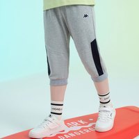 Kappa Kids卡帕中大童夏季短裤七分裤休闲运动2024年百搭男童松紧裤子 灰色 150
