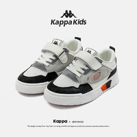 Kappa 卡帕 Kids卡帕儿童鞋网面小白鞋男童夏季新款女童网鞋透气耐磨板鞋子 米白/黑 34码