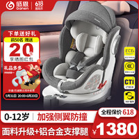 感恩儿童座椅0-7-12岁汽车用婴儿宝宝360度旋转 西亚侧翼-绅士灰（带支撑腿）