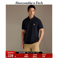 Abercrombie & Fitch 男装 24春夏新款时尚休闲纯色通勤小麋鹿短袖polo衫 358175-1 海军蓝 L (180/108A)