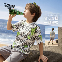 88VIP：Disney baby 迪士尼男童凉感抑菌短袖套装2024夏季新款撞色中裤儿童两件套童装