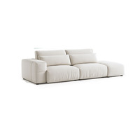 LINSY 林氏家居 BS616-B 猫抓布沙发 大四人位+小脚踏 米白色 2.98m