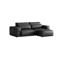 LINSY 林氏家居 BS616-B 猫抓布沙发 大四人位+脚踏 沼泽黑 2.92m