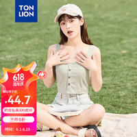 唐狮 TONLION2024女针织净色吊带打底背心TB 浅灰绿 S