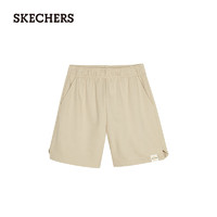 斯凯奇（Skechers）夏季女子梭织短裤宽松休闲裤L224W074 爱尔兰奶油色/028R L