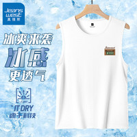 真维斯运动背心男款夏季冰丝速干宽松男士坎肩运动篮球服无袖t恤男GW 白#ZS布标J L