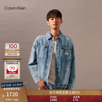 Calvin Klein Jeans24早秋男士复古ck工装风布标贴袋牛仔夹克外套J326068 1AA-牛仔浅蓝 XXS