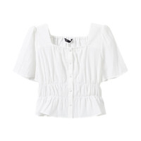 SPAO韩国同款2024年夏季女士时尚甜美泡泡袖雪纺衫SPBWE25W02 乳白色 160/84A/S