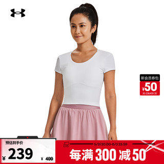 安德玛 UNDERARMOUR）同款Meridian女子修身训练运动短袖T恤1379156 白色100 M