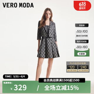 VERO MODA VEROMODA西服外套女2024春夏浪漫摇滚风玫瑰五分袖薄垫肩短款西装上衣 S59黑色 155/76A/XS