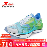 特步（XTEP）新一代竞速跑鞋160X5.0碳板马拉松竞速跑步鞋男女集训鞋 葱草绿/海天蓝/新白色【男】 41