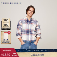 TOMMY HILFIGER24早秋男装纯棉牛津纺拼色格纹合身衬衫外套MW0MW35773 多色格纹0QY L （：150-165斤）