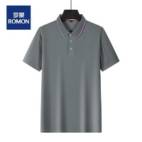 ROMON 罗蒙 夏季polo衫短袖男士翻领纯色T恤企业文化衫 灰色 XL（130~145斤）