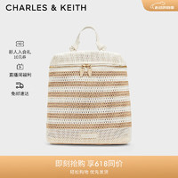 CHARLES&KEITH24夏新品编织镂空大容量拉链双肩背包CK2-60782354 Sand沙色 L